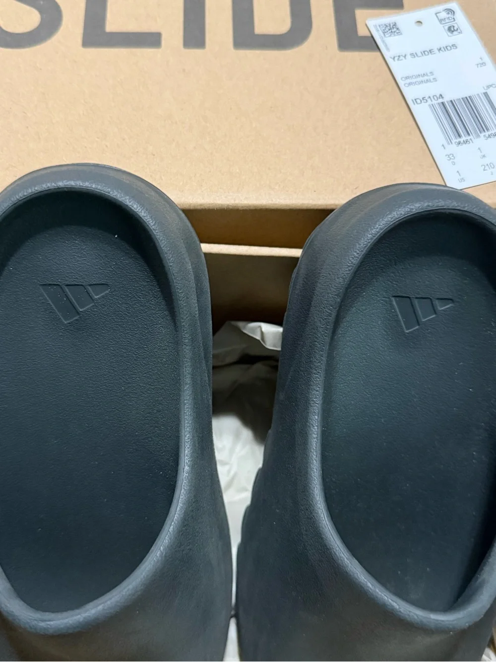 Adidas YZY Kids Black Slides Size 1